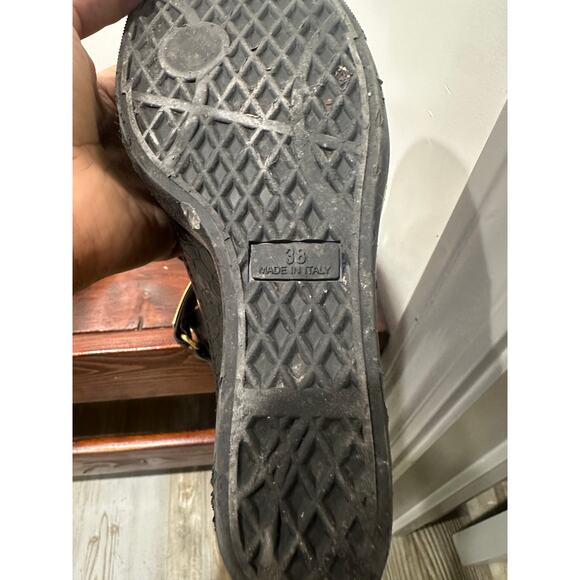 Giuseppe Zanotti Black Croc-Embossed Wedge Sneakers with Gold – Size 38 (US 8) - Picture 4 of 4